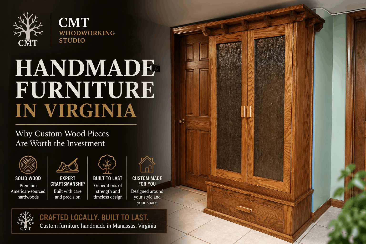 Handmade solid wood furniture crafted in Virginia using premium American hardwoods